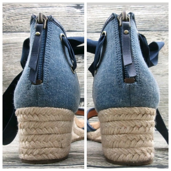❌SOLD Ugg Amell Wedge Denim Chambray Sandals - Picture 6 of 8